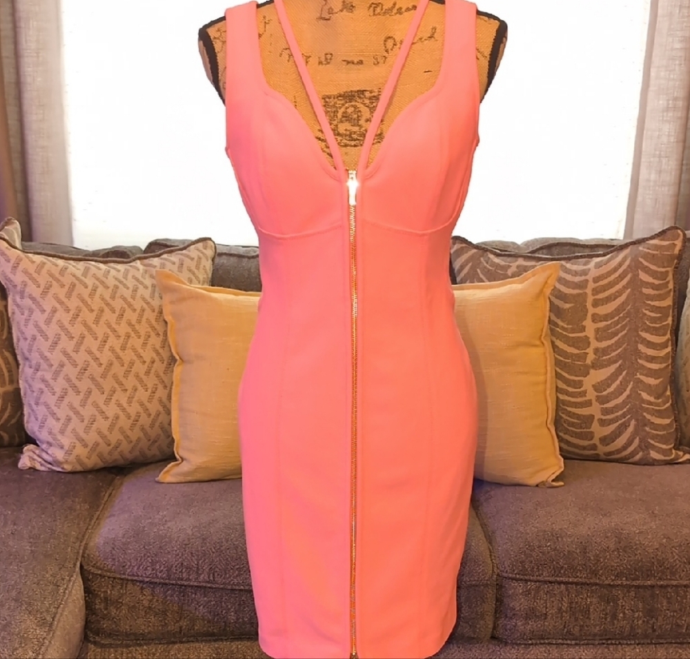 Elegant Pink Zipper Front Dress